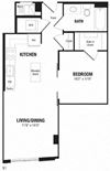 Studio, 1 Bath 627 SF S1 Modern studio apartments in Crystal City Arlington VA