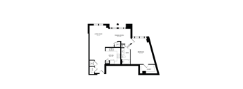 A black and white image of a floor plan for a house.