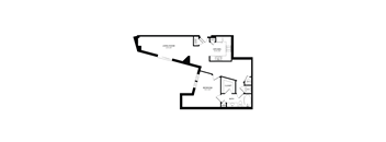 A black and white image of a floor plan for a home.