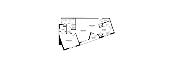 A black and white image of a floor plan for a home.