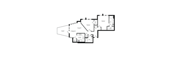 A black and white image of a house floor plan.