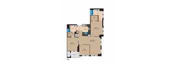 Two bedroom den floor plan with dual bathrooms at The Gramercy Apartments, Virginia