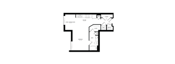 A black and white image of a floor plan for a home.
