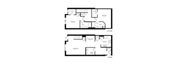 A floor plan of a two bedroom apartment.