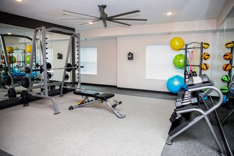 the gym at the enclave at woodbridge apartments in sugar land, tx