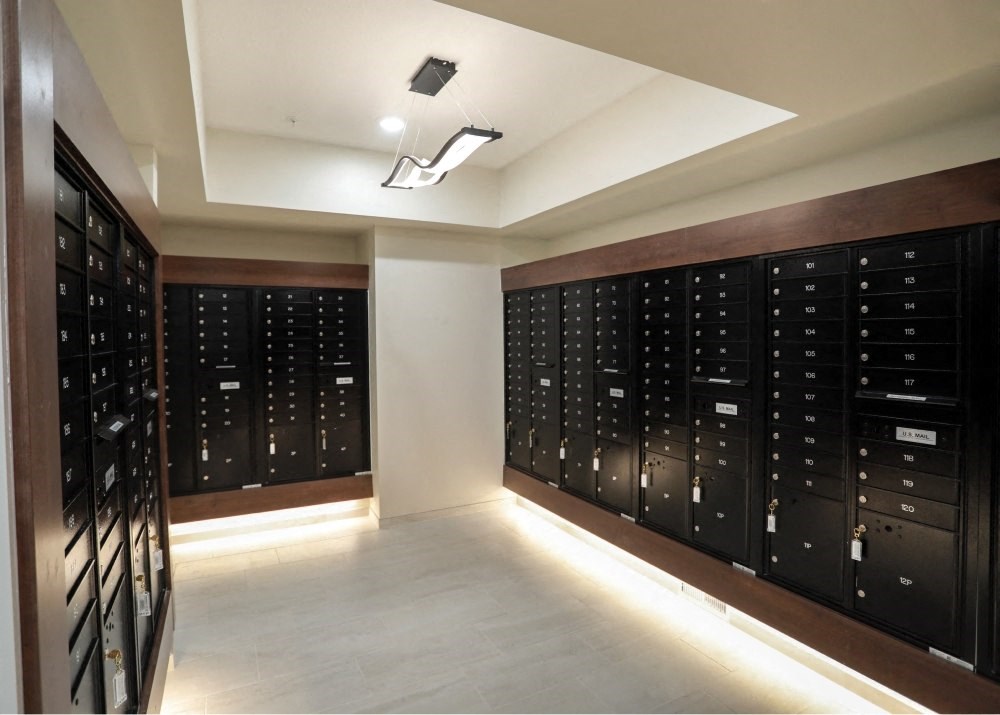 the lockers in the changing room of a gym