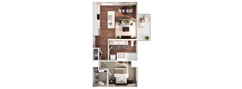 a floor plan of a one bedroom apartment with a bathroom and living room
