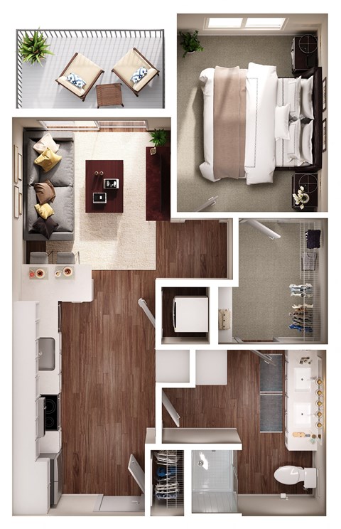 a floor plan of a 1 bedroom apartment