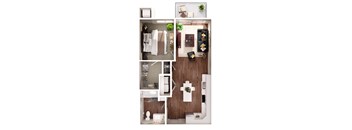 a floor plan of a 1 bedroom apartment at the residences at silver hill in suitland,