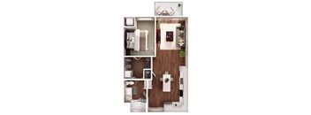 a floor plan of a 1 bedroom apartment at the residences at silver hill in suitland,