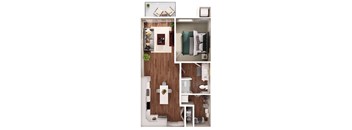 a floor plan of a 1 bedroom apartment at the arlington in arlington heights