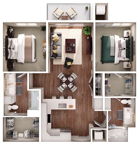 the bungalow floor plan with 1 bedroom and 1 bath