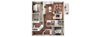 the bungalow floor plan with 1 bedroom and 1 bathroom