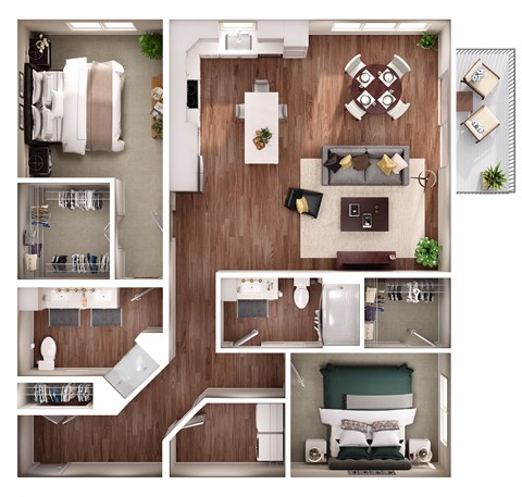 the bungalow floor plan with 1 bedroom and 1 bathroom