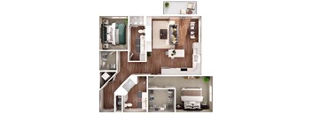 the bungalow floor plan with 1 bedroom and 1 bathroom