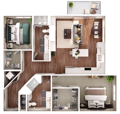 the bungalow floor plan with 1 bedroom and 1 bathroom