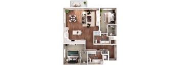 the bungalow floor plan with 1 bedroom and 1 bathroom