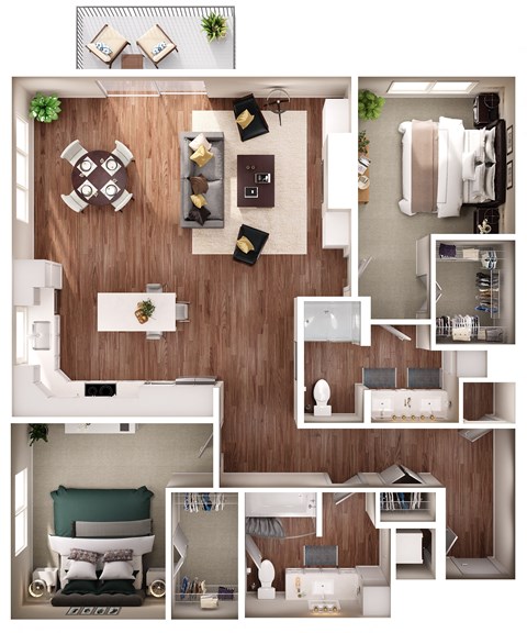 the bungalow floor plan with 1 bedroom and 1 bathroom