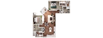 the bungalow floor plan with 1 bedroom and 1 bathroom