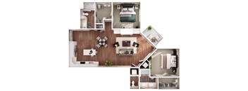 the bungalow floor plan with 1 bedroom and 1 bathroom