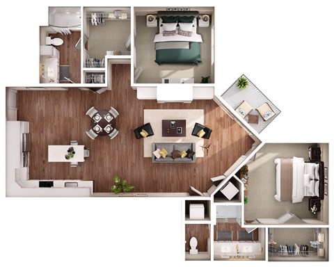 the bungalow floor plan with 1 bedroom and 1 bathroom