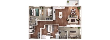 the bungalow floor plan with 1 bedroom and 1 bathroom