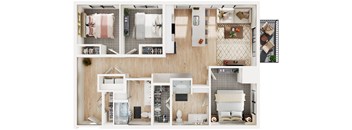 a 3d rendering of the clubhouse floor plan at the crossings at white marsh apartments in white