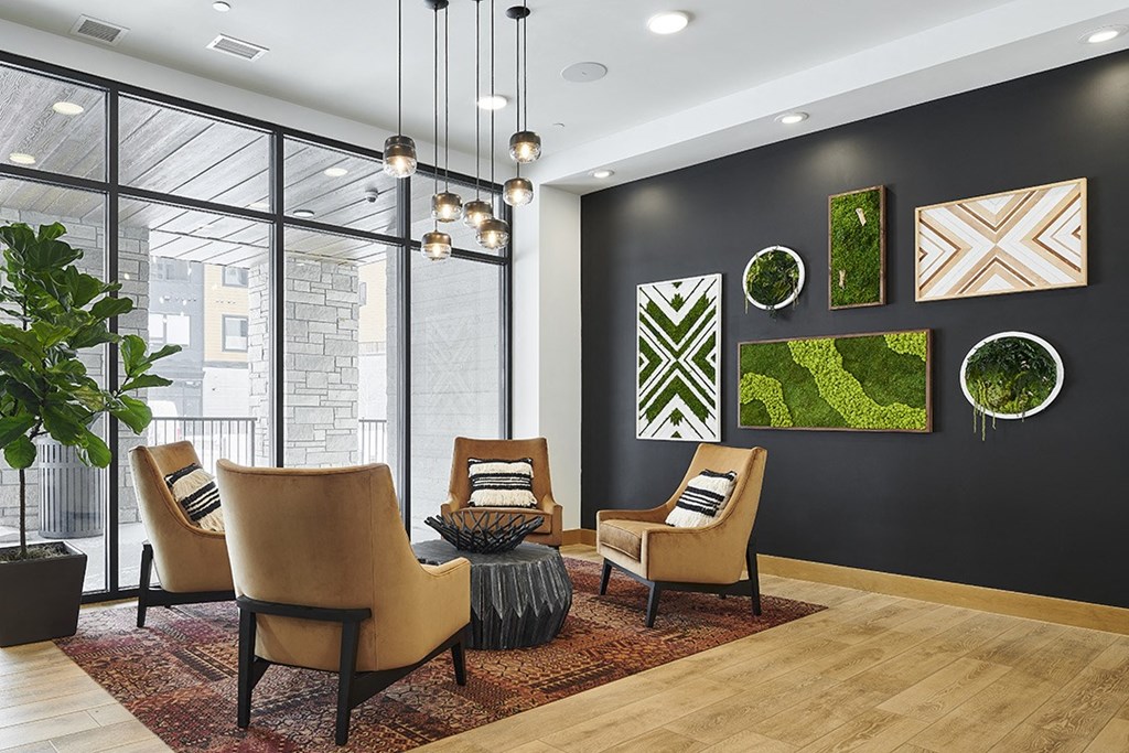 Green moss wall in lobby