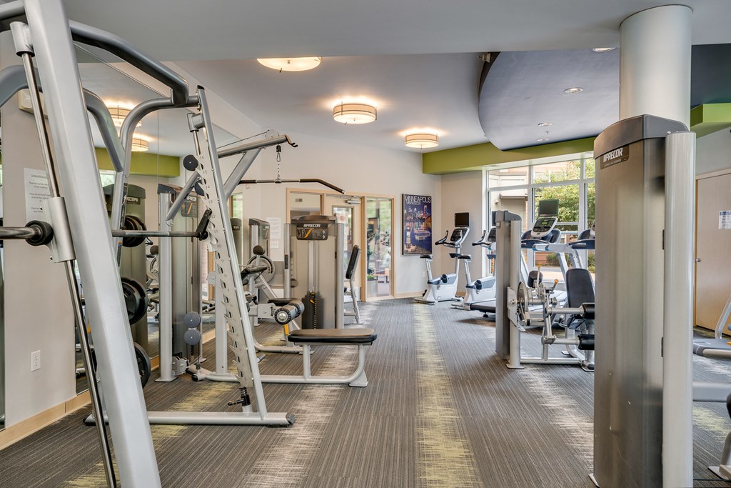 a gym with weights and cardio equipment at the community center