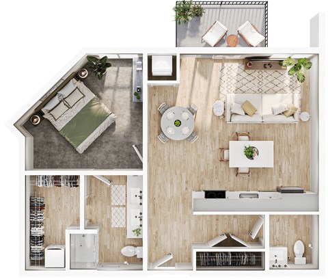 a floor plan of a house with a bedroom and a living room