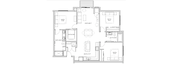 a floor plan of a home with bedrooms and baths and a patio