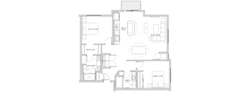 a floor plan of a house with bedrooms and a living room
