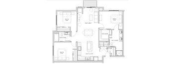 a floor plan of a house with many rooms and a staircase
