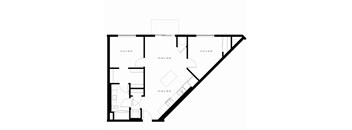 A floor plan for a 2 bedroom apartment and a bath, measuring 896 square feet with a patio.