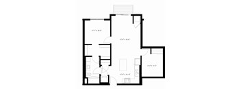 A floor plan for a 2 Bed apartment with 1 Bath and a total area of 875 sq ft.
