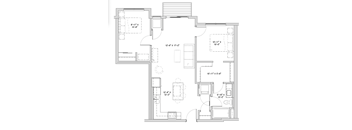 a floor plan of a home with a bedroom and a living room