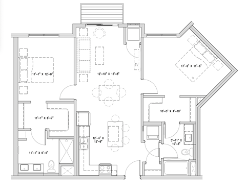 a floor plan of a house with bedrooms and a living room