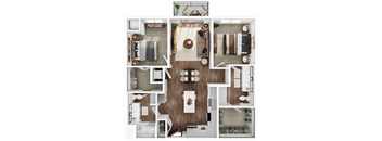 a 3d drawing of a floor plan of a house