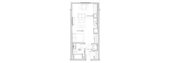 a floor plan of a small house with a bedroom and a living room