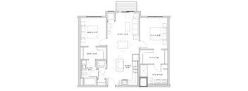 a floor plan of a house with bedrooms and a living room