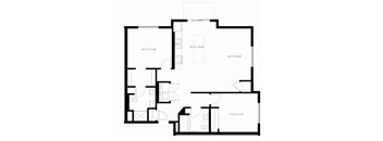 A floor plan for a 2 bedroom, 2 bathroom apartment at Arris Apartments.