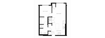 A floor plan for a 730 sq ft apartment by Arris Apartments.