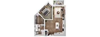 a floor plan of a home with a bedroom and a living room