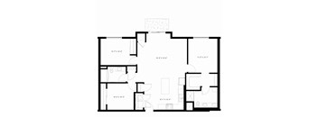 A floor plan for a 3 bedroom apartment with 2 bathrooms and a patio.
