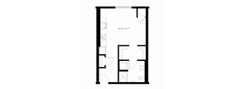 A floor plan for a 516 sq ft apartment with one bath.