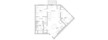 a floor plan of a small apartment with a bedroom and a living room