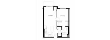 A floor plan for a 1 Bed | 1 Bath apartment from Arris Apartments.