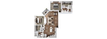 a floor plan of a house with a bedroom and a living room