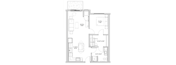 a floor plan of a small house with a bedroom and a living room