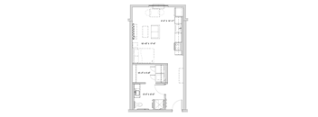 a floor plan of a small house with a bedroom and a living room